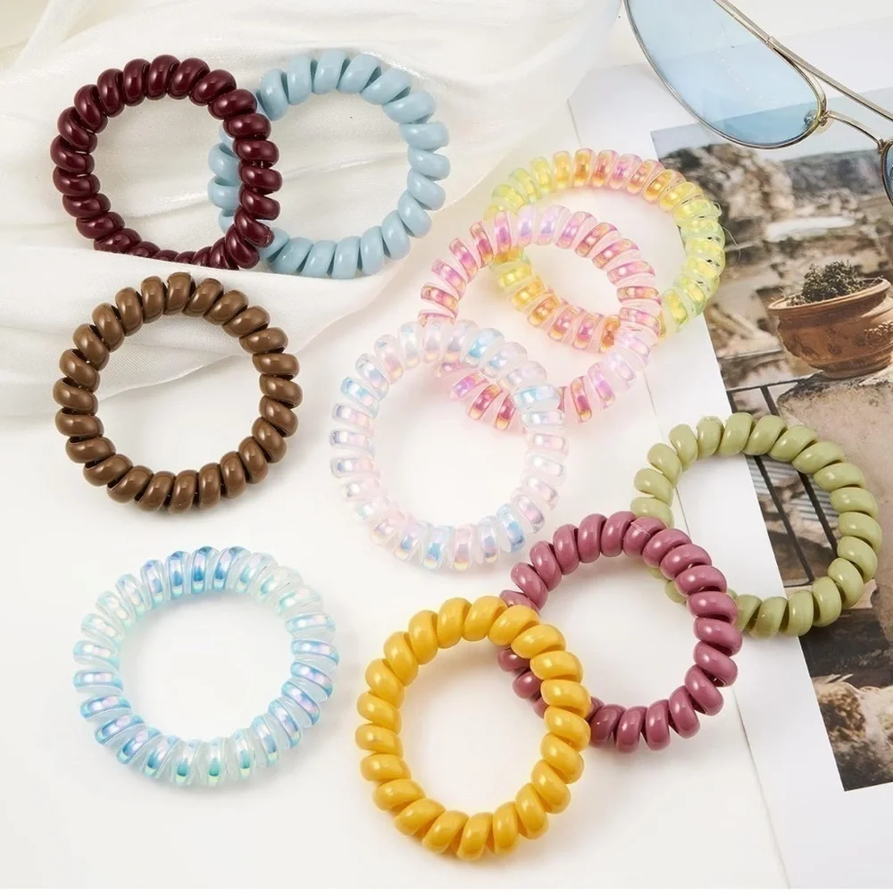 4Pack Pastel Jelly Coil Hair Spiral Set